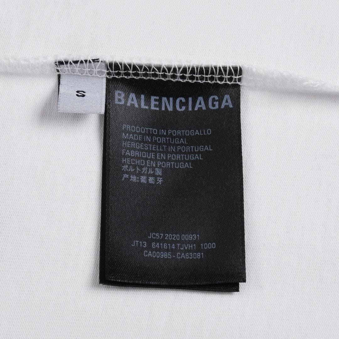 Balenciaga White & Green T-Shirt Without Collar | Banlieue91