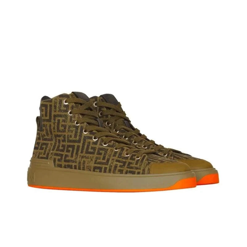 BALMAIN Casual Shoes Men High Top Khaki | Banlieue91