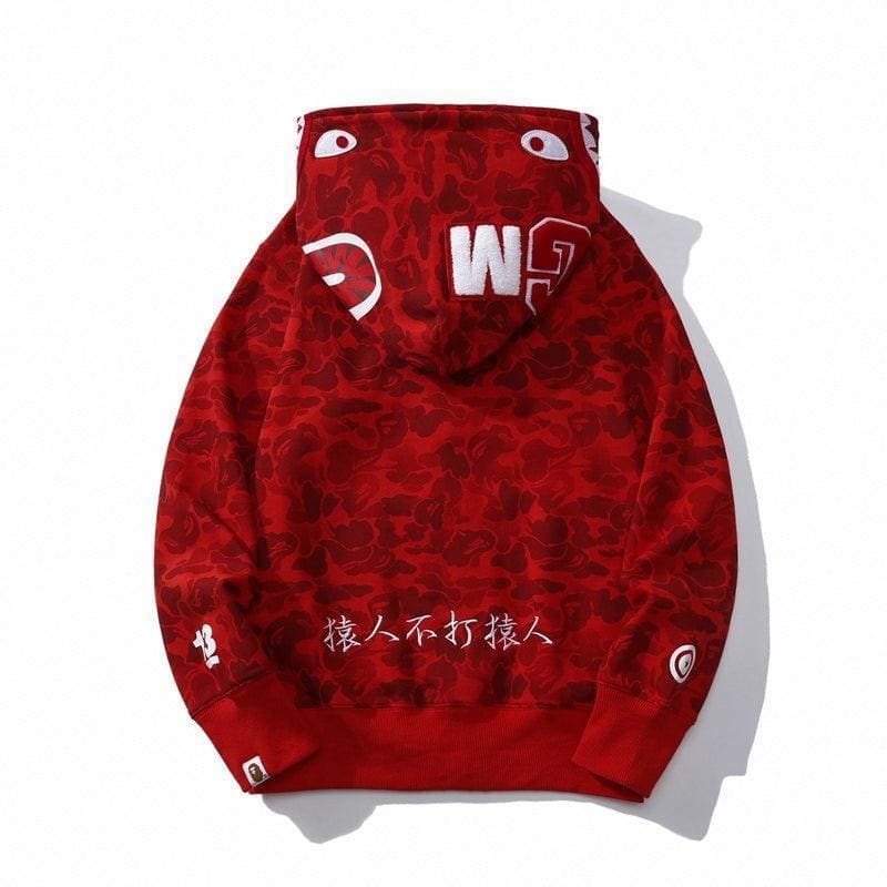 BAPE OG Camo Shark Full Zip-Up Hoodie A Bathing Ape 'Red' | Banlieue91