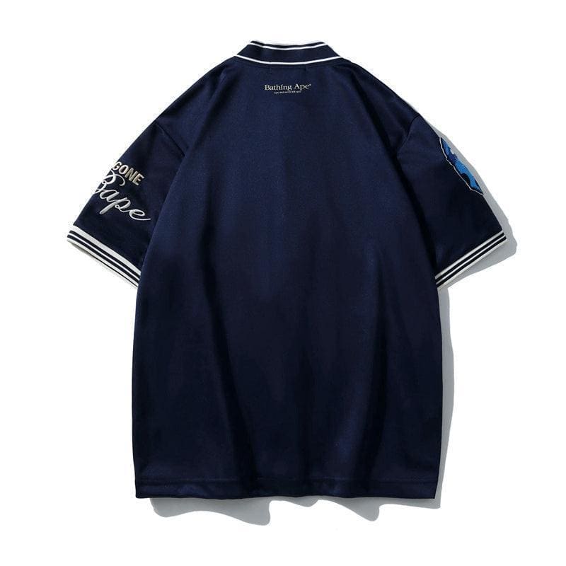 BATHNIG APE Men's BASEBALL JERSEY SHIRT Navy / Ivory / White | Banlieue91