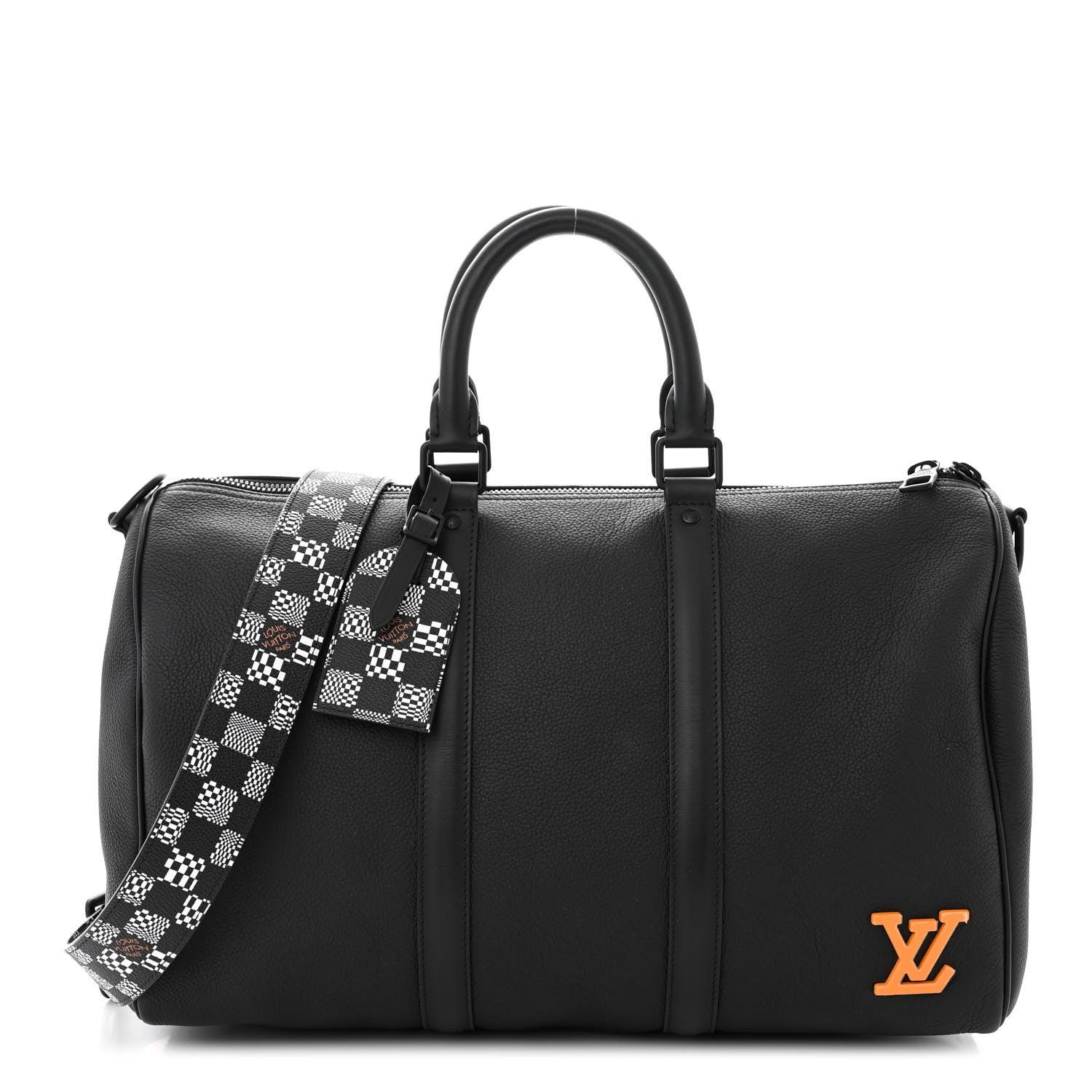 Louis Vuitton Calfskin Damier Distorted Keepall Bandouliere 40 Black - Banlieue91