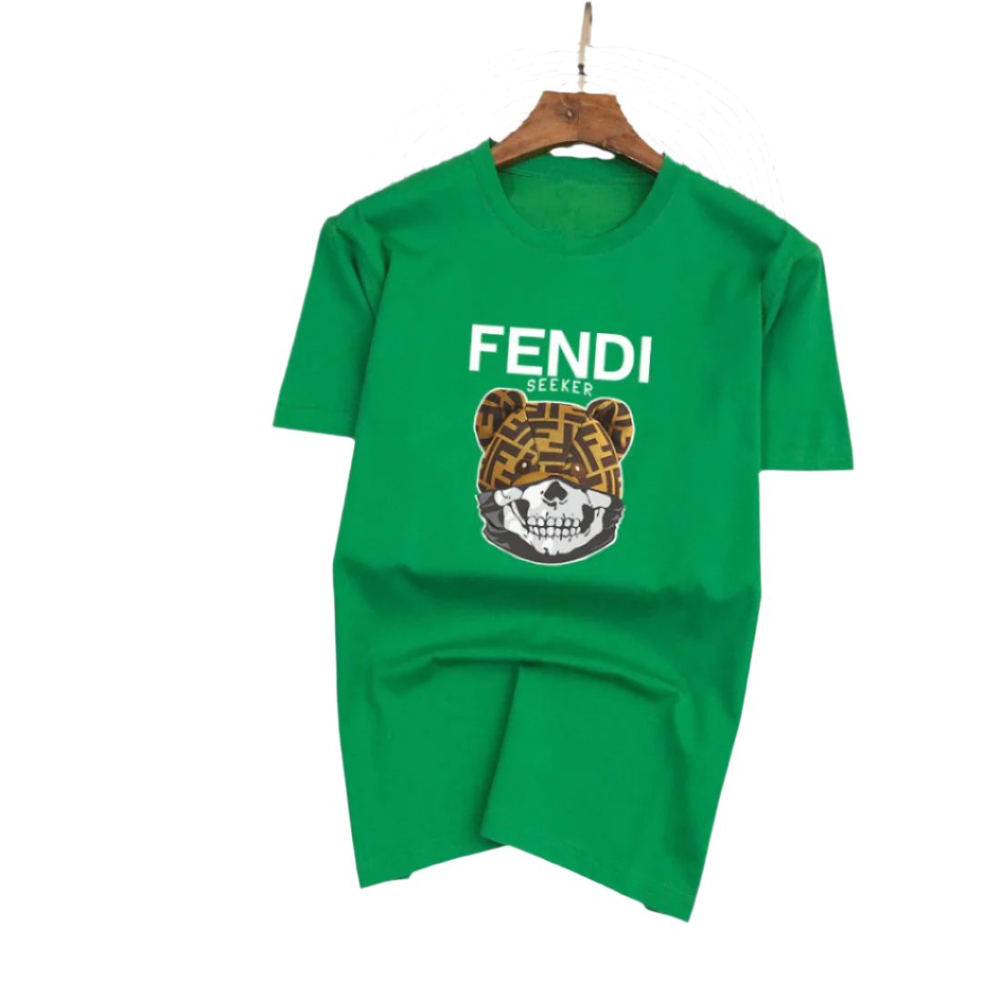 Fendi T-Shirt Bear Head without Collar 'Green' - Banlieue91