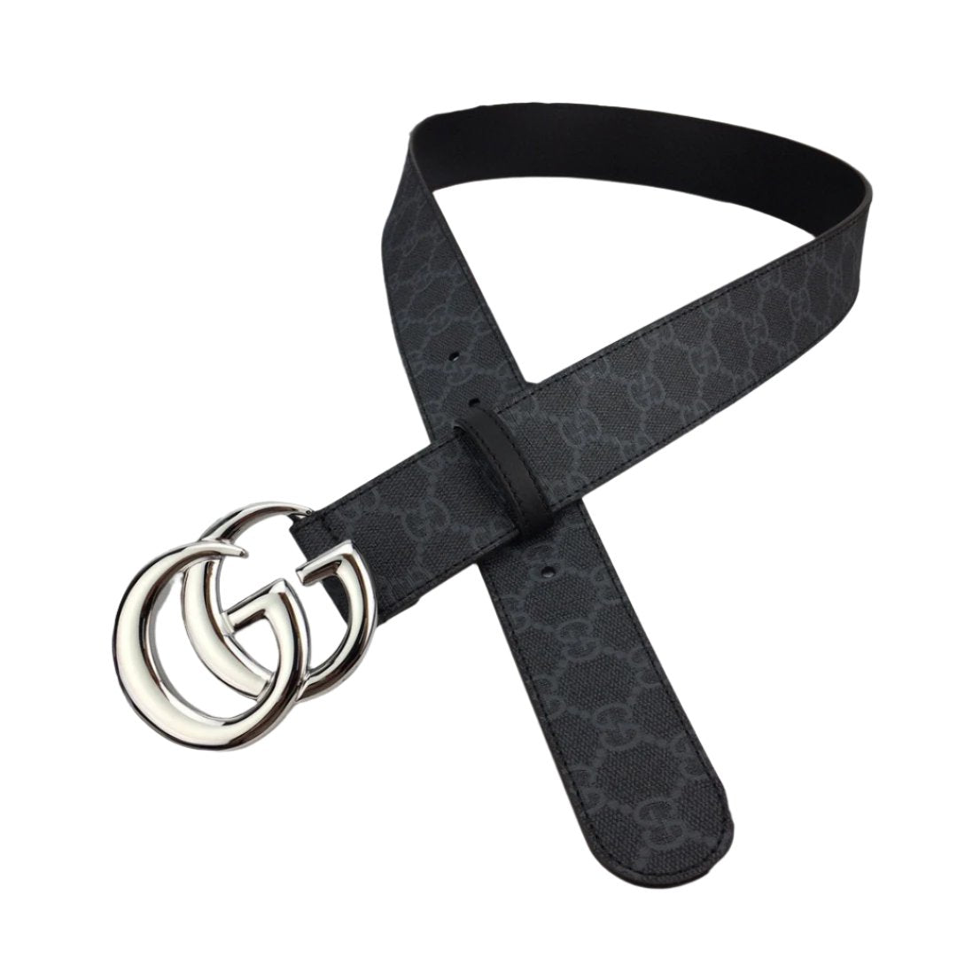 GUCCI Embellished coated-canvas and leather belt 'Black' - Banlieue91