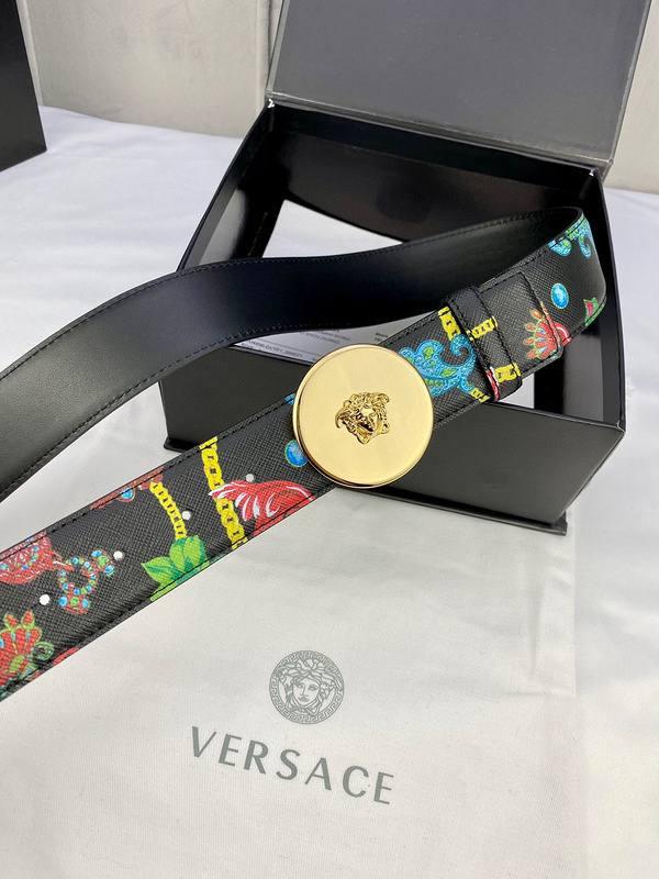 Versace MEDUSA BIGGIE ENAMEL LEATHER BELT - Banlieue91