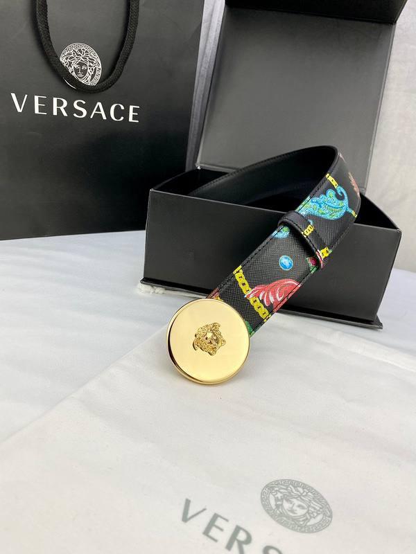 Versace MEDUSA BIGGIE ENAMEL LEATHER BELT - Banlieue91