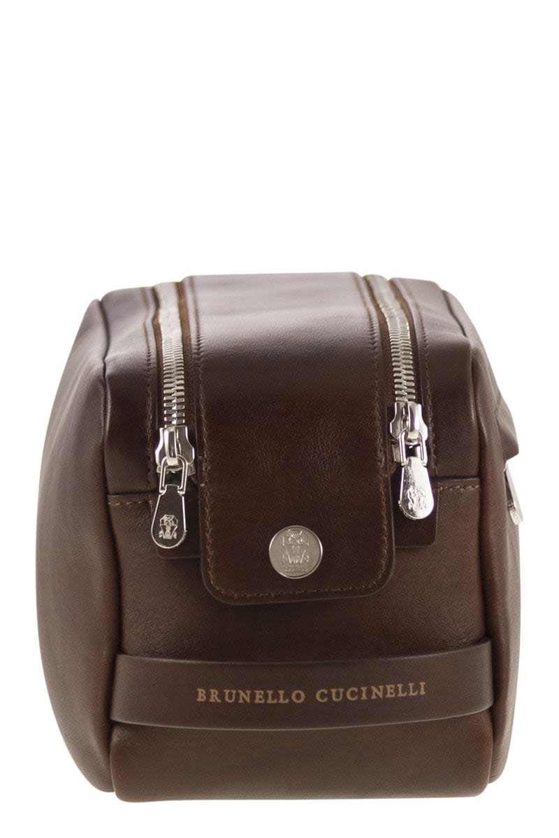 BRUNELLO CUCINELLI Mini Leather Beauty Case with Double Zip | Banlieue91