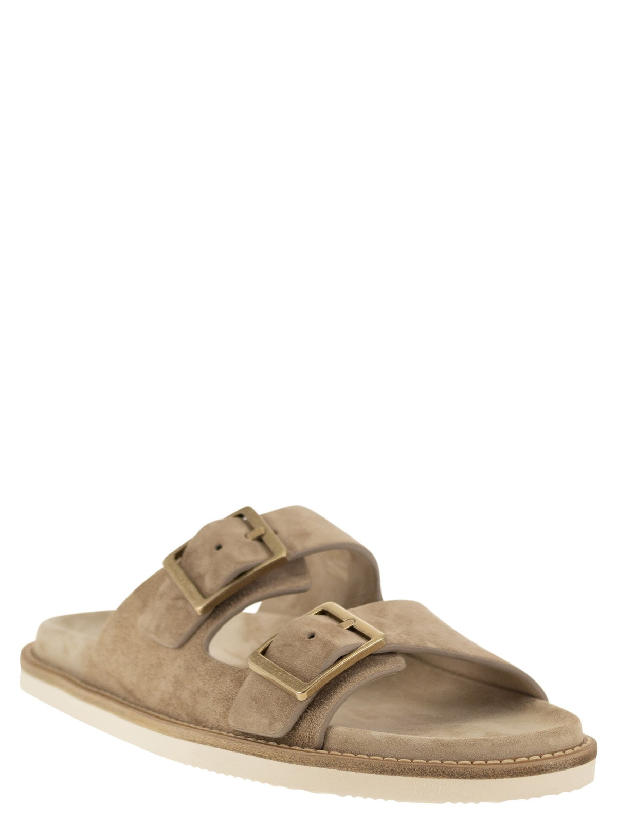Brunello Cucinelli Urban Slides In Washed Suede | Banlieue91