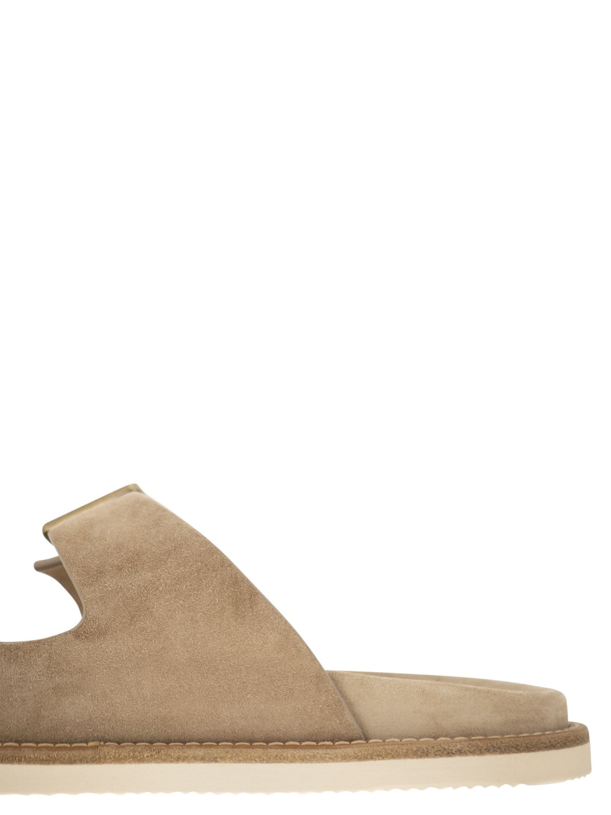 Brunello Cucinelli Urban Slides In Washed Suede | Banlieue91