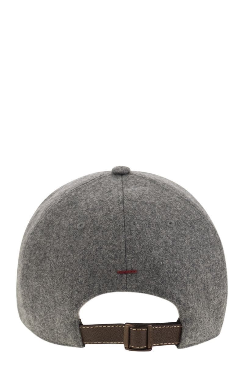 BRUNELLO CUCINELLI Virgin Wool Flannel Baseball Cap with Embroidered Logo | Banlieue91