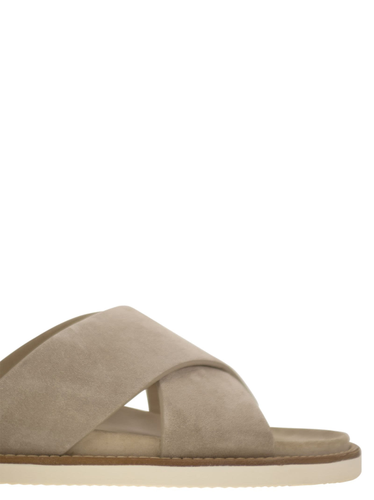 Brunello Cucinelli Washed Suede Slides | Banlieue91