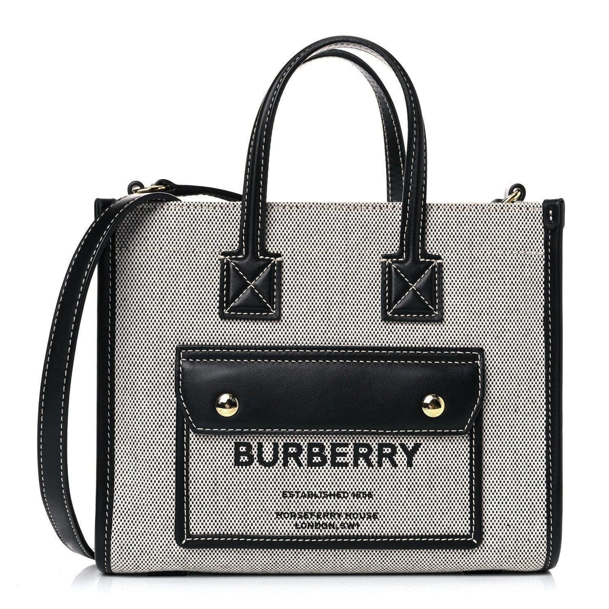 Burberry Canvas Smooth Calfskin Mini Two Tone Freya Tote | Banlieue91