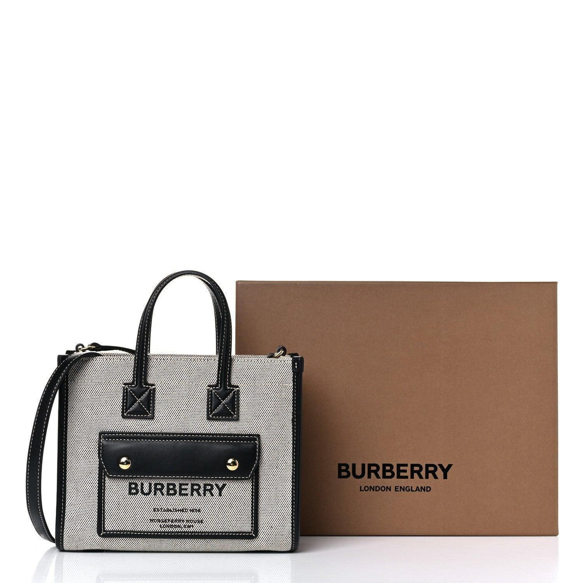 Burberry Canvas Smooth Calfskin Mini Two Tone Freya Tote | Banlieue91