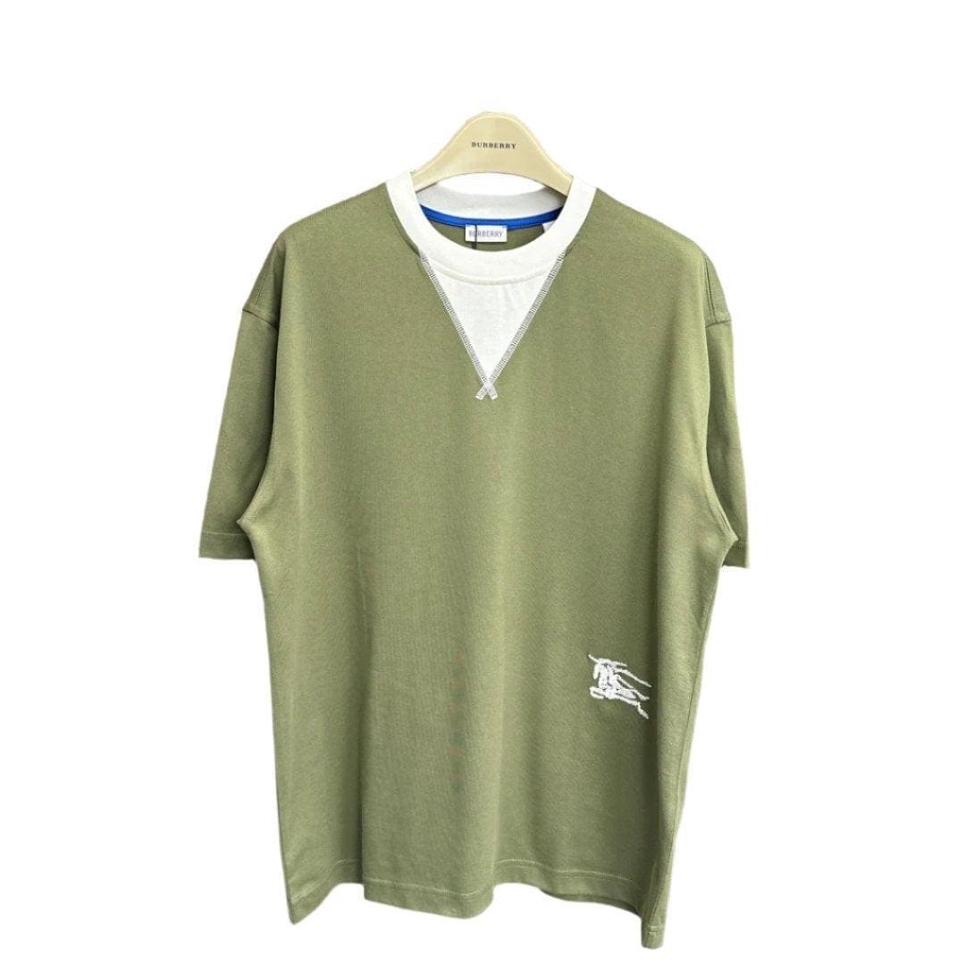 Burberry Green & White T-Shirt Without Collar - Premium Cotton Comfort | Banlieue91