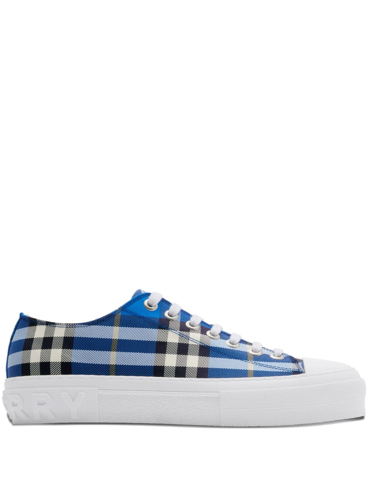BURBERRY Stylish Cotton Sneakers with Blue Check Pattern for Men | Banlieue91
