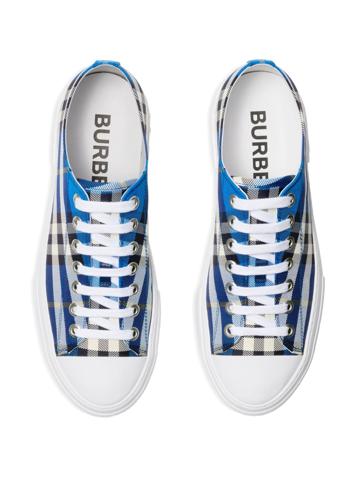 BURBERRY Stylish Cotton Sneakers with Blue Check Pattern for Men | Banlieue91