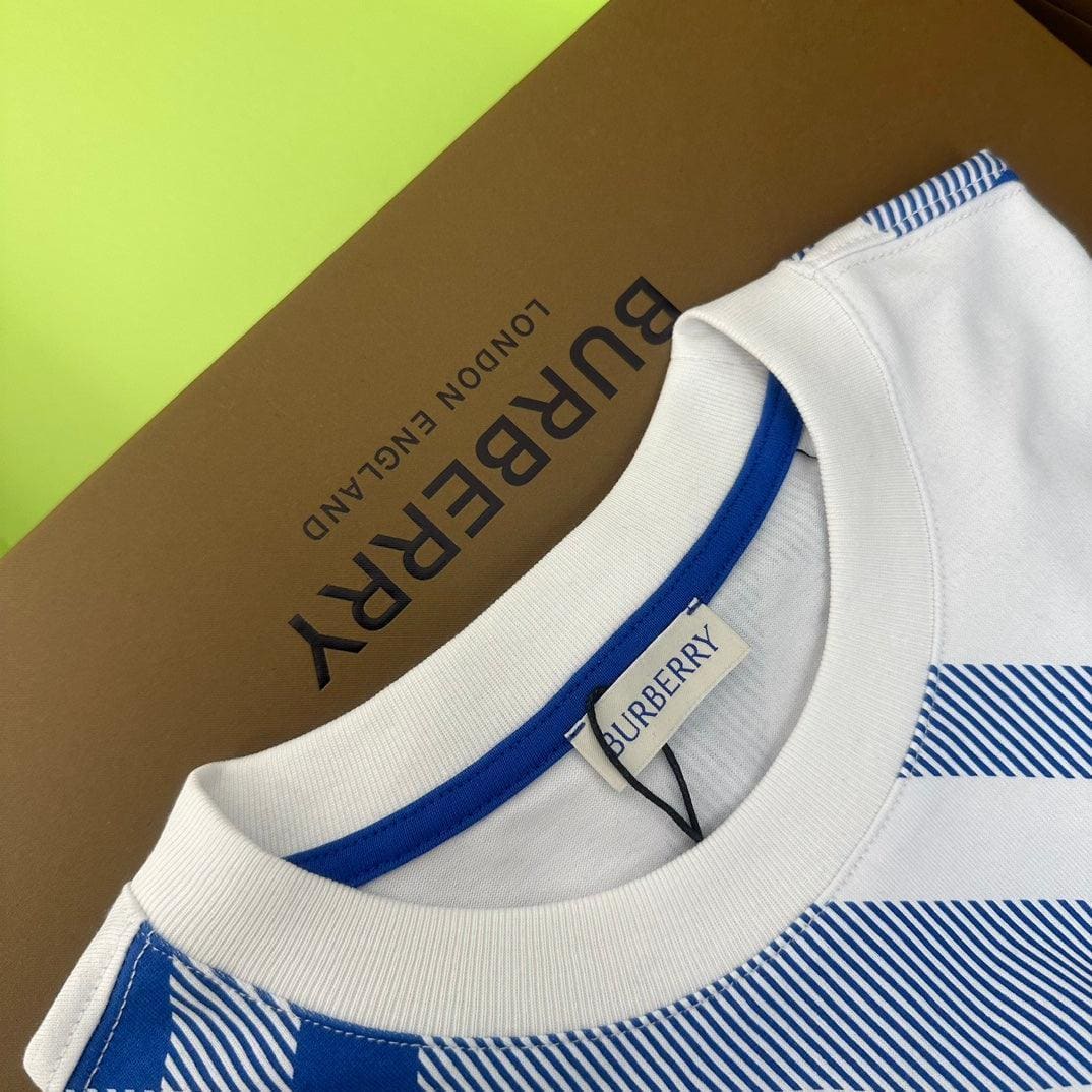 Burberry T-Shirt Without Collar 'Blue & White' | Banlieue91