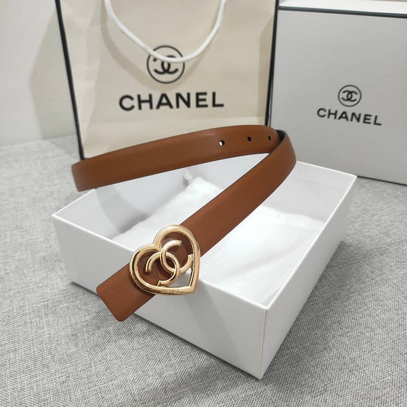 Chanel Calfskin CC Heart Coco In Love Women Belt 'Brown' - Banlieue91