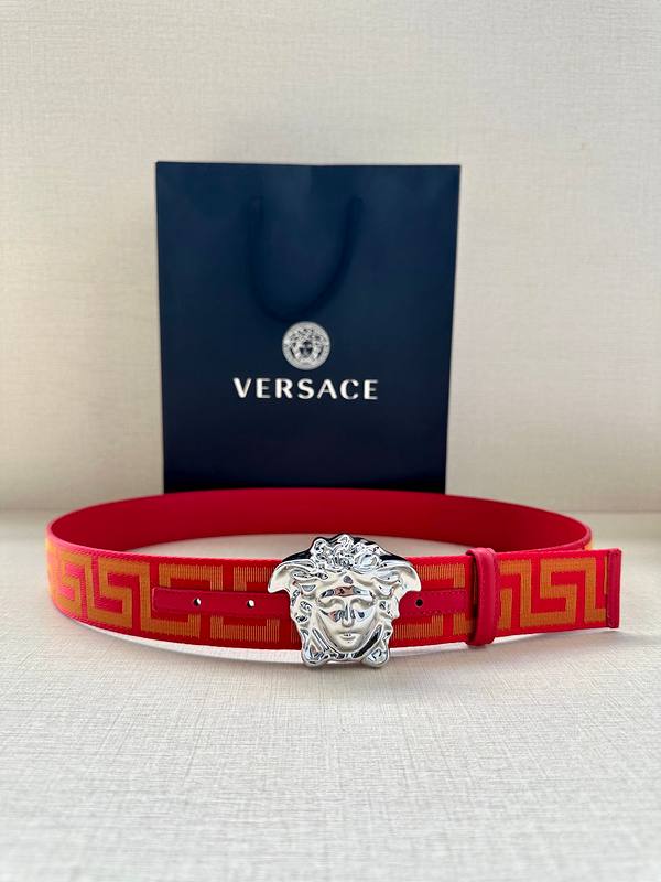 VERSACE La Medusa La Greca Belt In Red Silver - Banlieue91