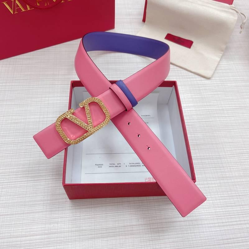 Valentino V logo Hammered Buckle Reversible Wide Signature Belt 'Pink/Purple' - Banlieue91