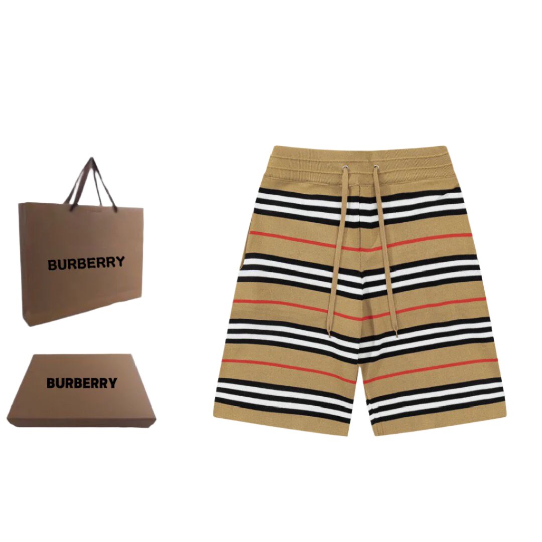 Burberry Men's Striped Cotton Knit Basketball Shorts 'Beige' - Banlieue91