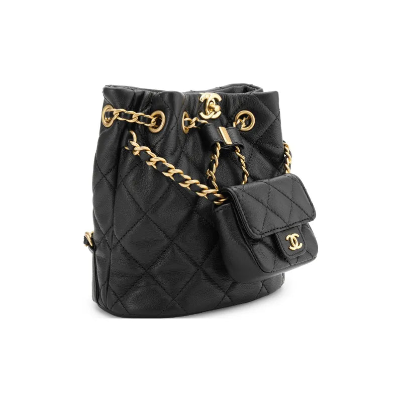 CHANEL Small Drawstring 23A Bucket Black - Banlieue91