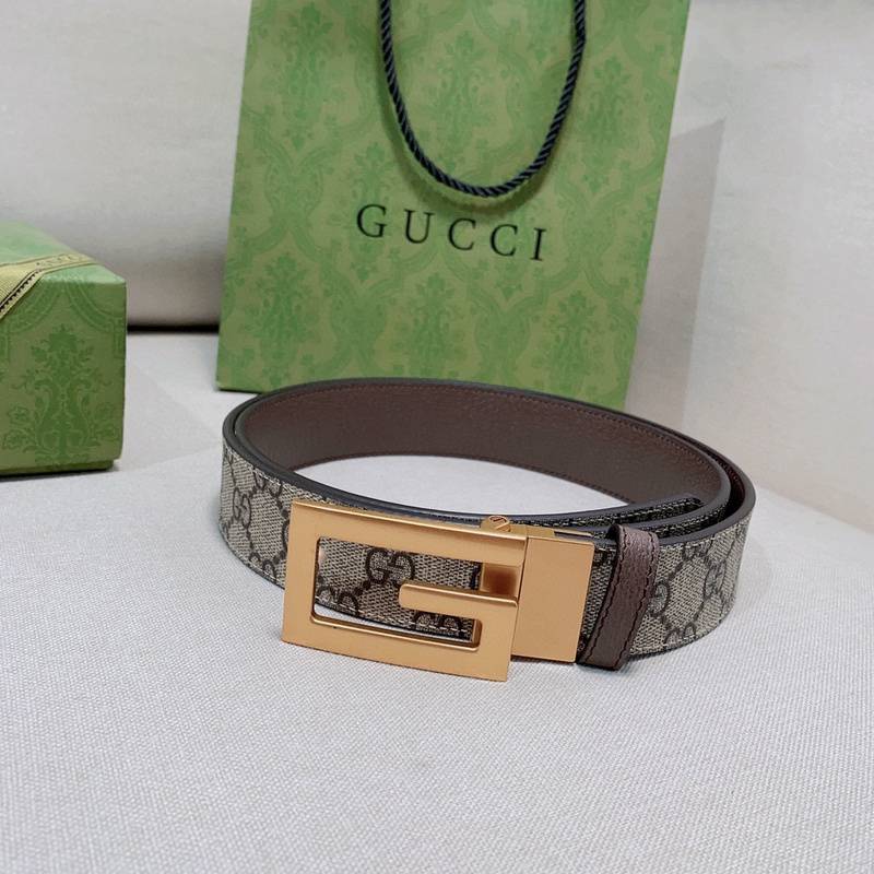 GUCCI Embellished coated-canvas and leather belt 'Grey' - Banlieue91