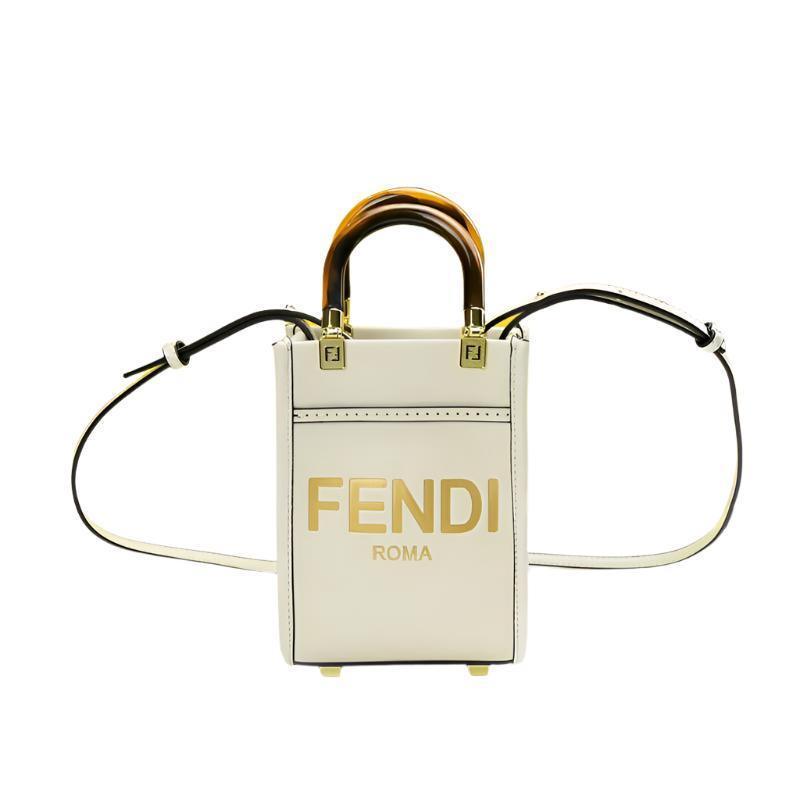 Fendi Vitello King Plexiglass Logo Embossed Mini Fendi Sunshine Shopper Tote - Banlieue91