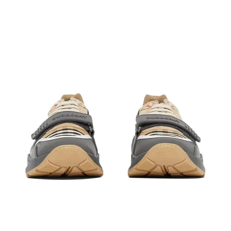 Burberry Ramsey Vintage Check Suede Leather Sneakers Grey Archive Beige - Banlieue91 -