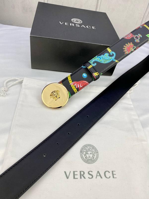 Versace MEDUSA BIGGIE ENAMEL LEATHER BELT - Banlieue91