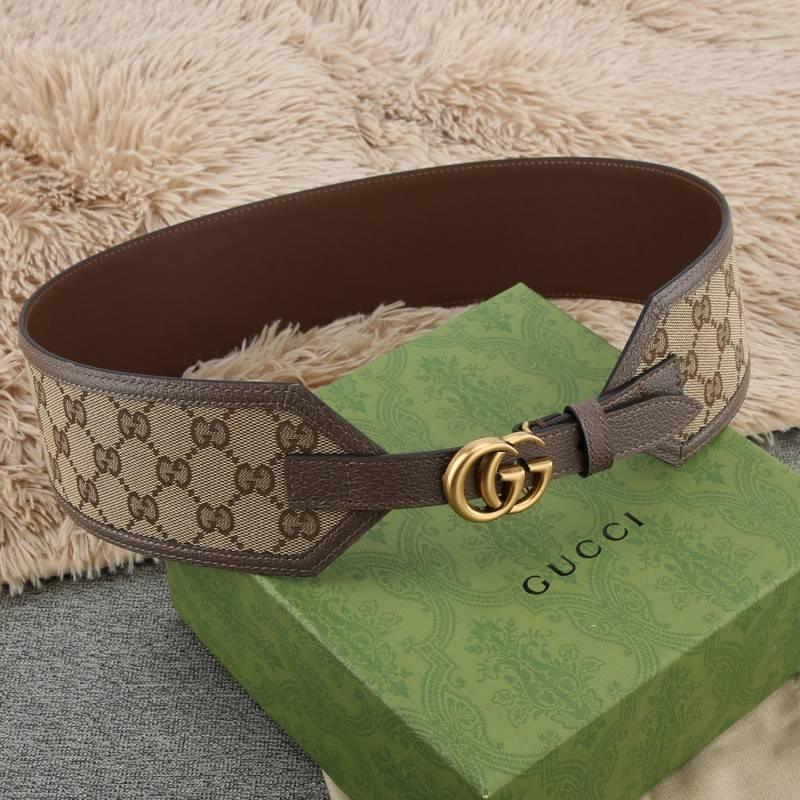 Gucci GG-buckle canvas Women belt 'Brown' - Banlieue91