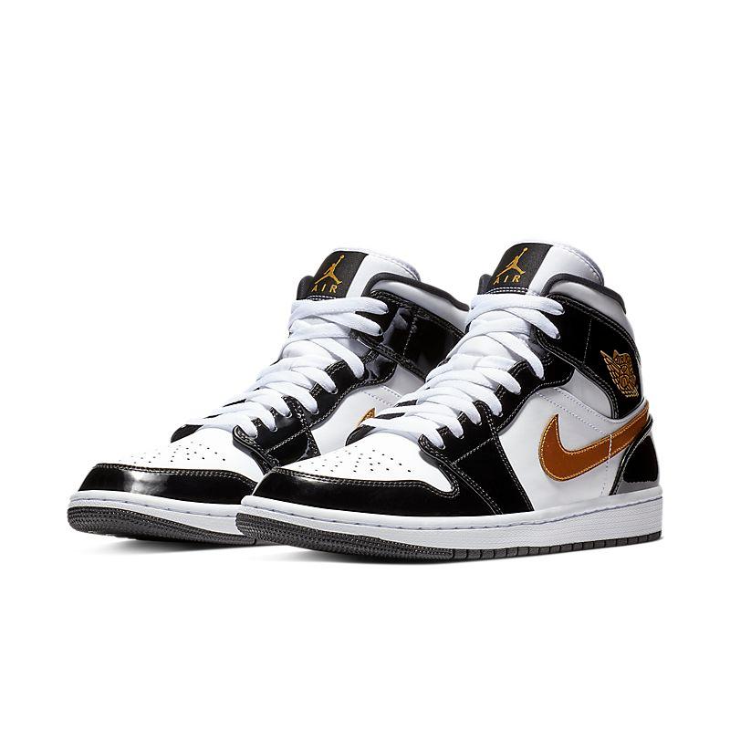 Air Jordan 1 Mid 'Patent Black White Gold' - Banlieue91