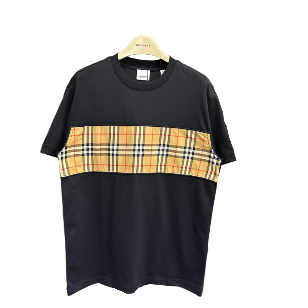 Burberry T-Shirt Without Collar 'Black & Beige' - Banlieue91