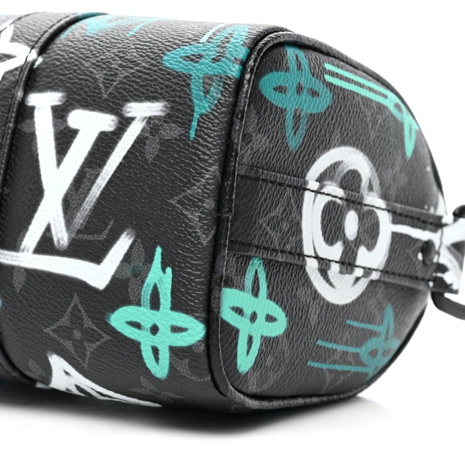 Louis Vuitton Monogram Eclipse LV Graffiti Keepall Bandouliere 25 'Green Light' - Banlieue91