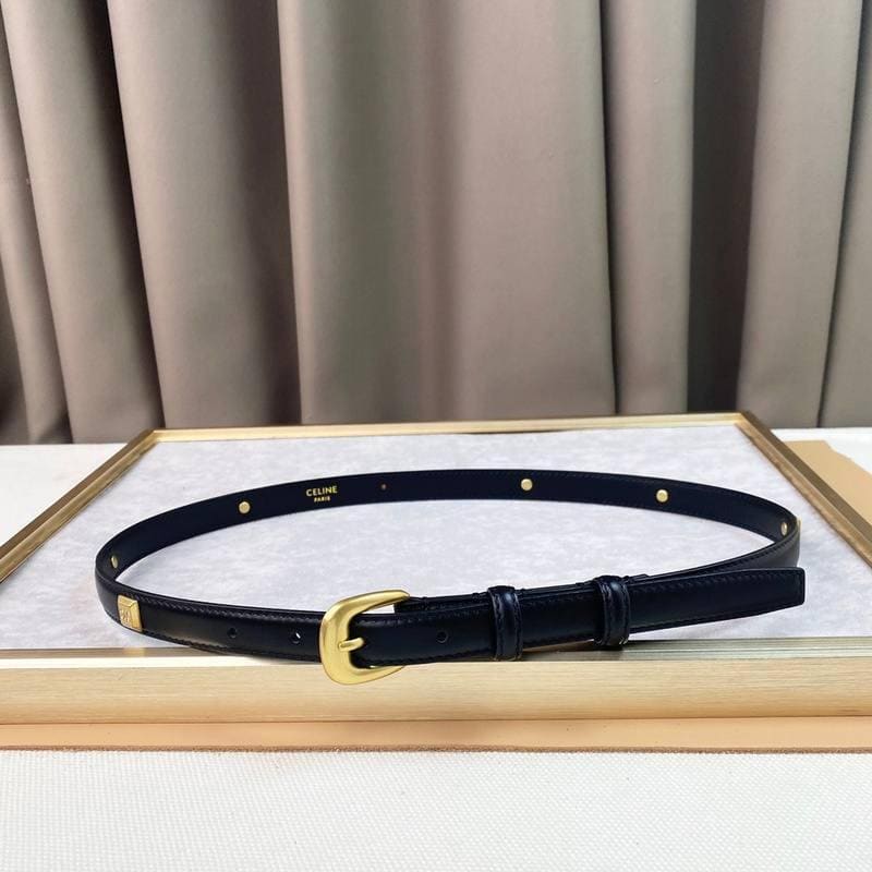 Celine Women Gold Buckle Belt 'Black' | Banlieue91