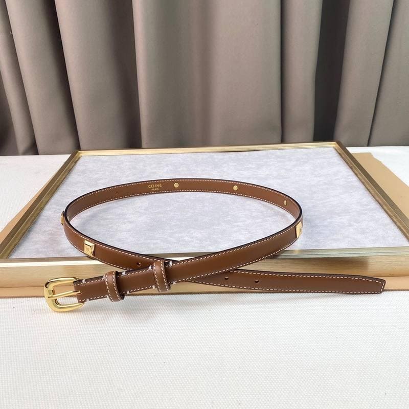 Celine Women Gold Buckle Belt 'Brown' | Banlieue91