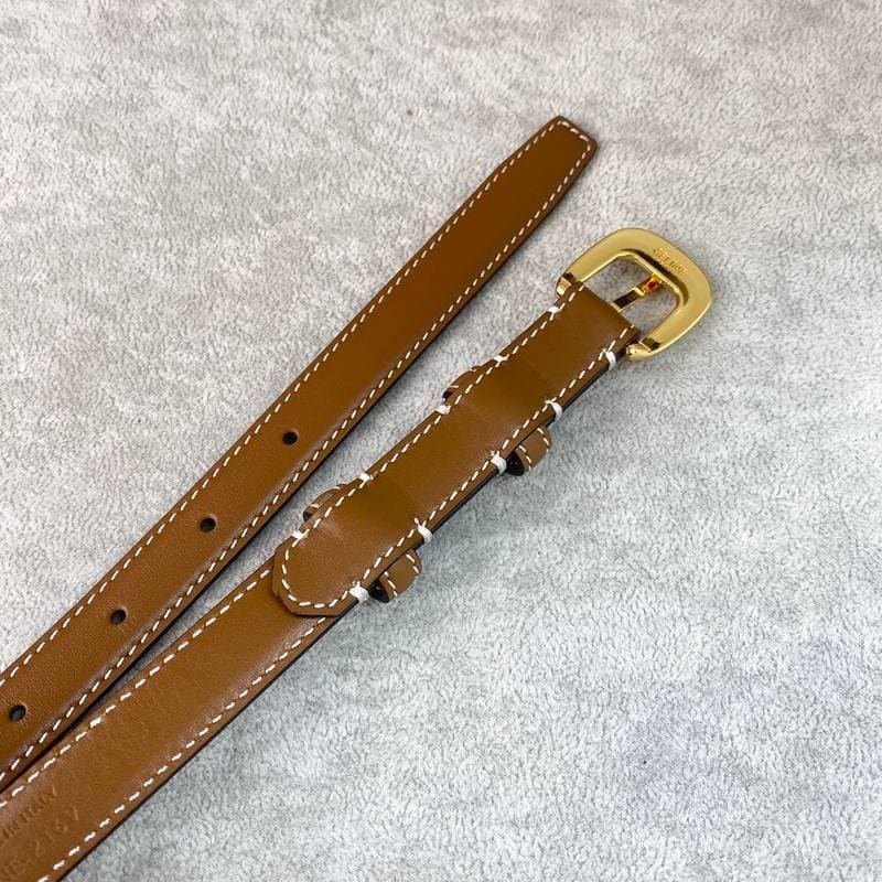 Celine Women Gold Buckle Belt 'Brown' | Banlieue91