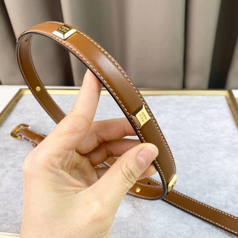 Celine Women Gold Buckle Belt 'Brown' | Banlieue91