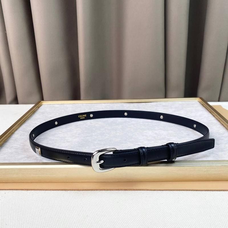 Celine Women Silver Buckle Belt 'Black' | Banlieue91