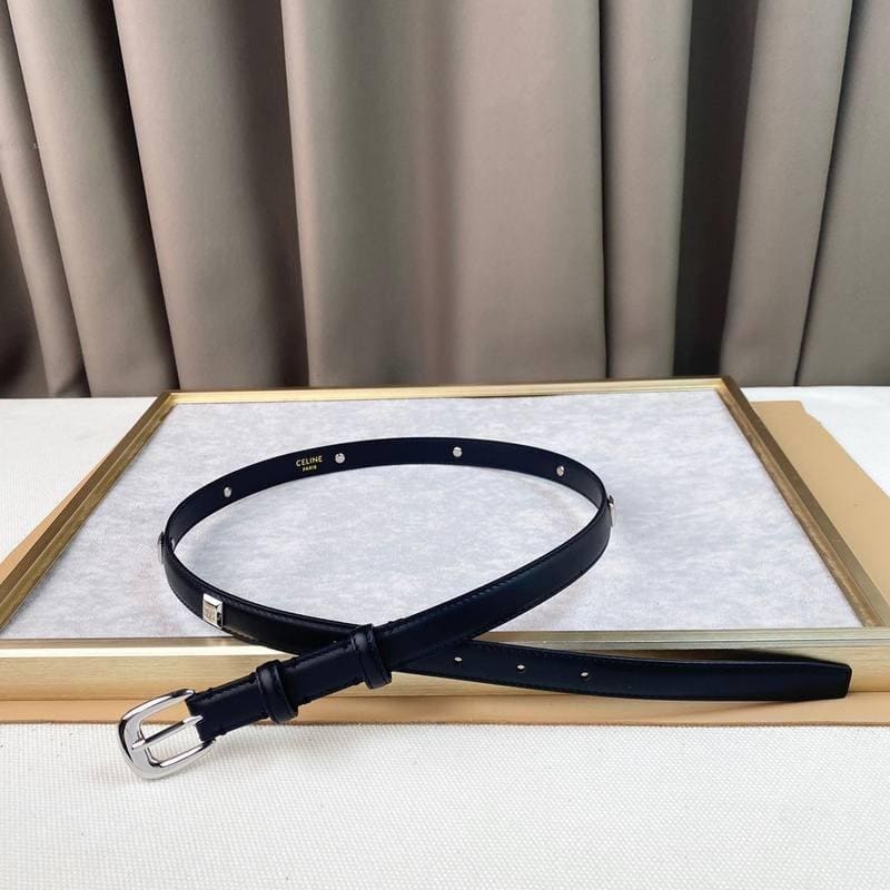 Celine Women Silver Buckle Belt 'Black' | Banlieue91