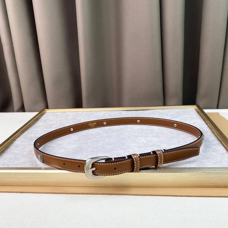 Celine Women Silver Buckle Belt 'Brown' | Banlieue91