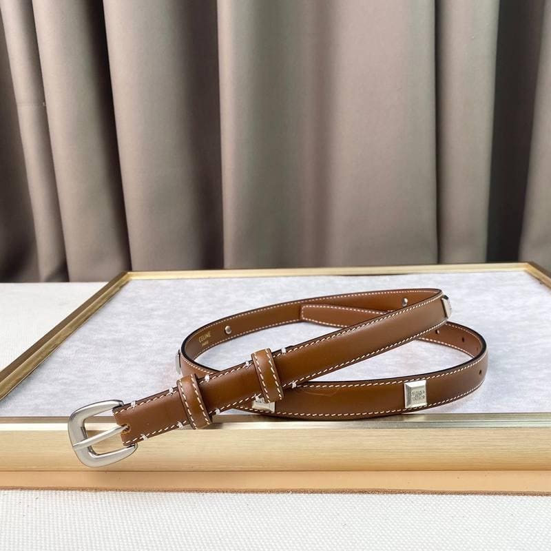 Celine Women Silver Buckle Belt 'Brown' | Banlieue91