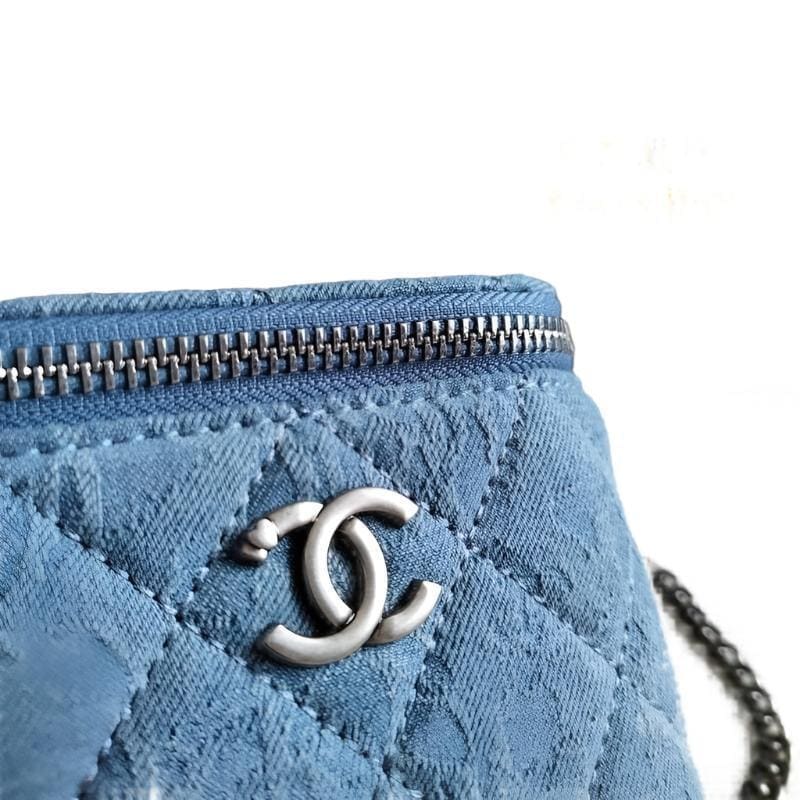 Chanel coco love long vanity case denim Camelia blue SHW | Banlieue91