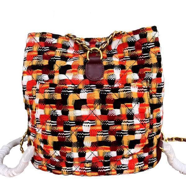 Chanel Tweed Quilted Small CC Chain Bucket Backpack Multicolor | Banlieue91