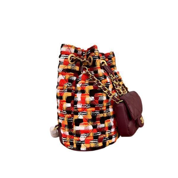 Chanel Tweed Quilted Small CC Chain Bucket Backpack Multicolor | Banlieue91