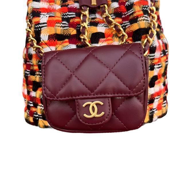 Chanel Tweed Quilted Small CC Chain Bucket Backpack Multicolor | Banlieue91