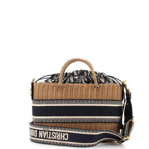 Christian Dior Basket Bag Wicker and Oblique Canvas Large | Banlieue91