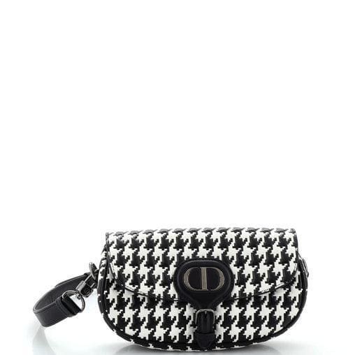 Christian Dior Bobby Flap Bag Houndstooth Embossed Calfskin East West | Banlieue91