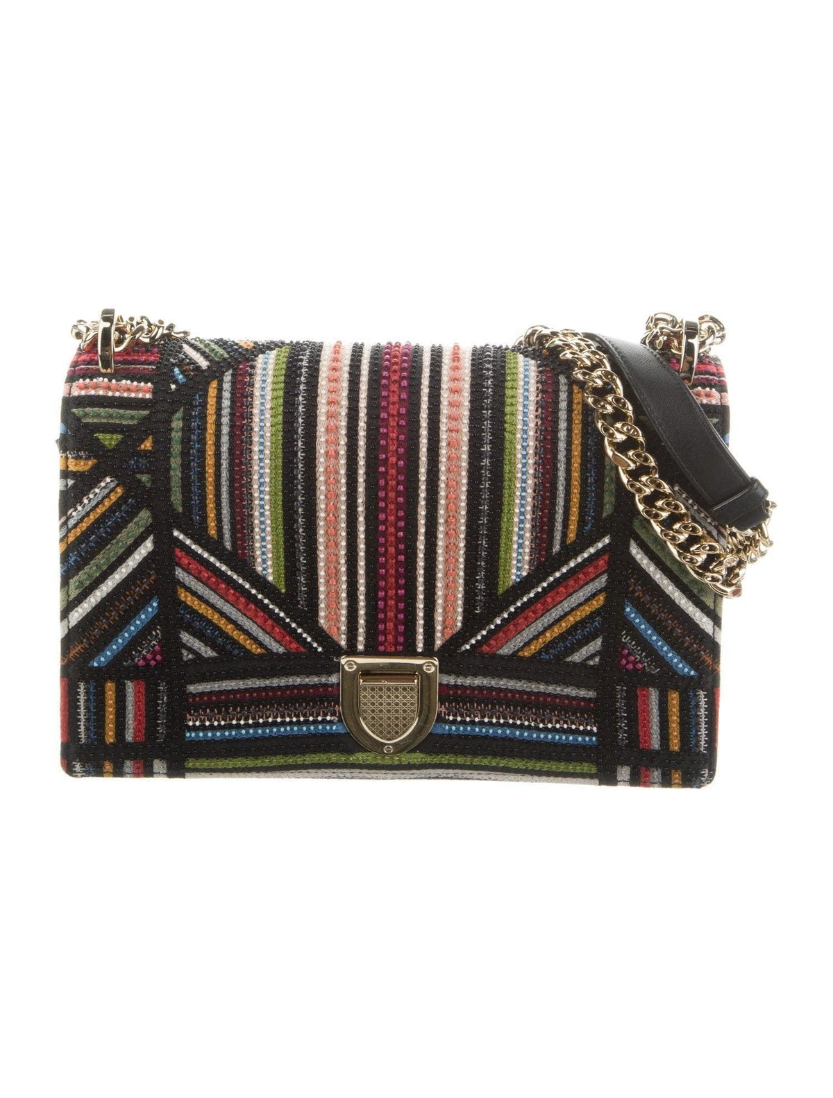 Christian Dior Medium Bead-Embellished Striped Diorama Bag | Banlieue91