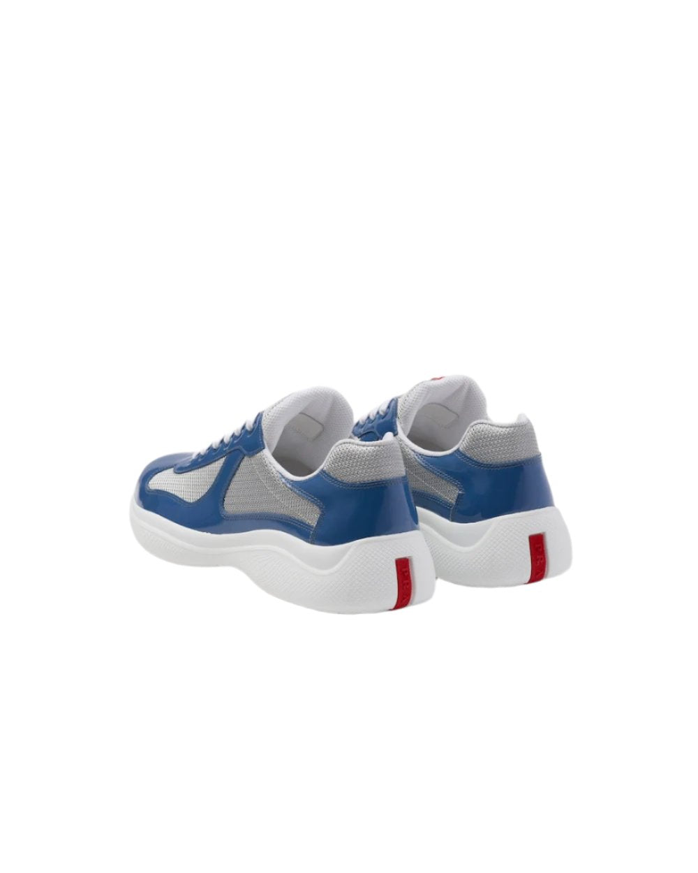 Patent leather and technical fabric Prada America's Cup sneakers 'Blue/White' - Banlieue91