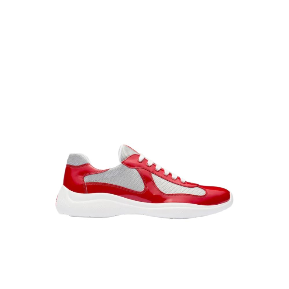 Patent leather and technical fabric Prada America's Cup sneakers 'Red/White' - Banlieue91